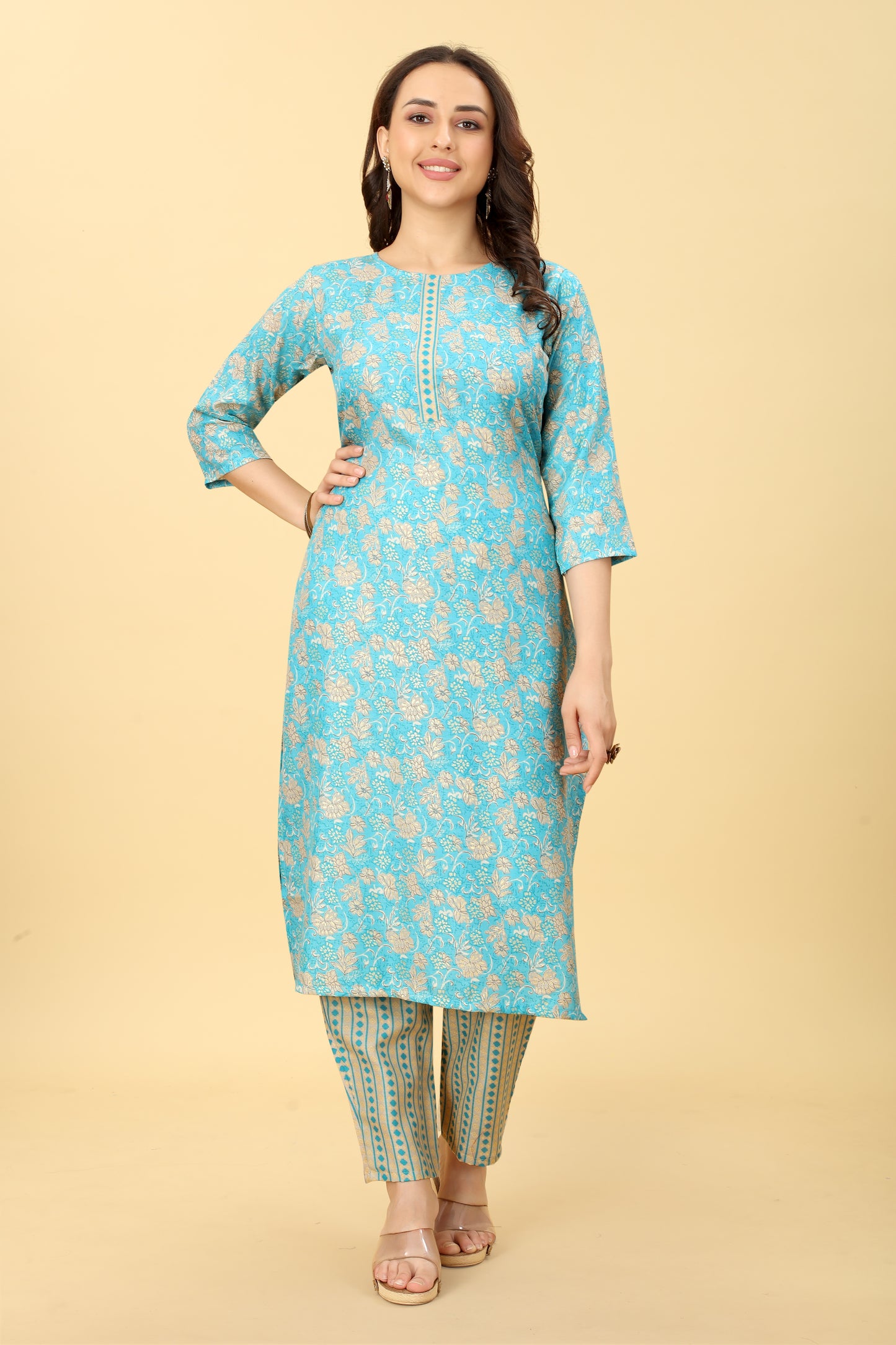 Printed Cotton Kurta Pant Set