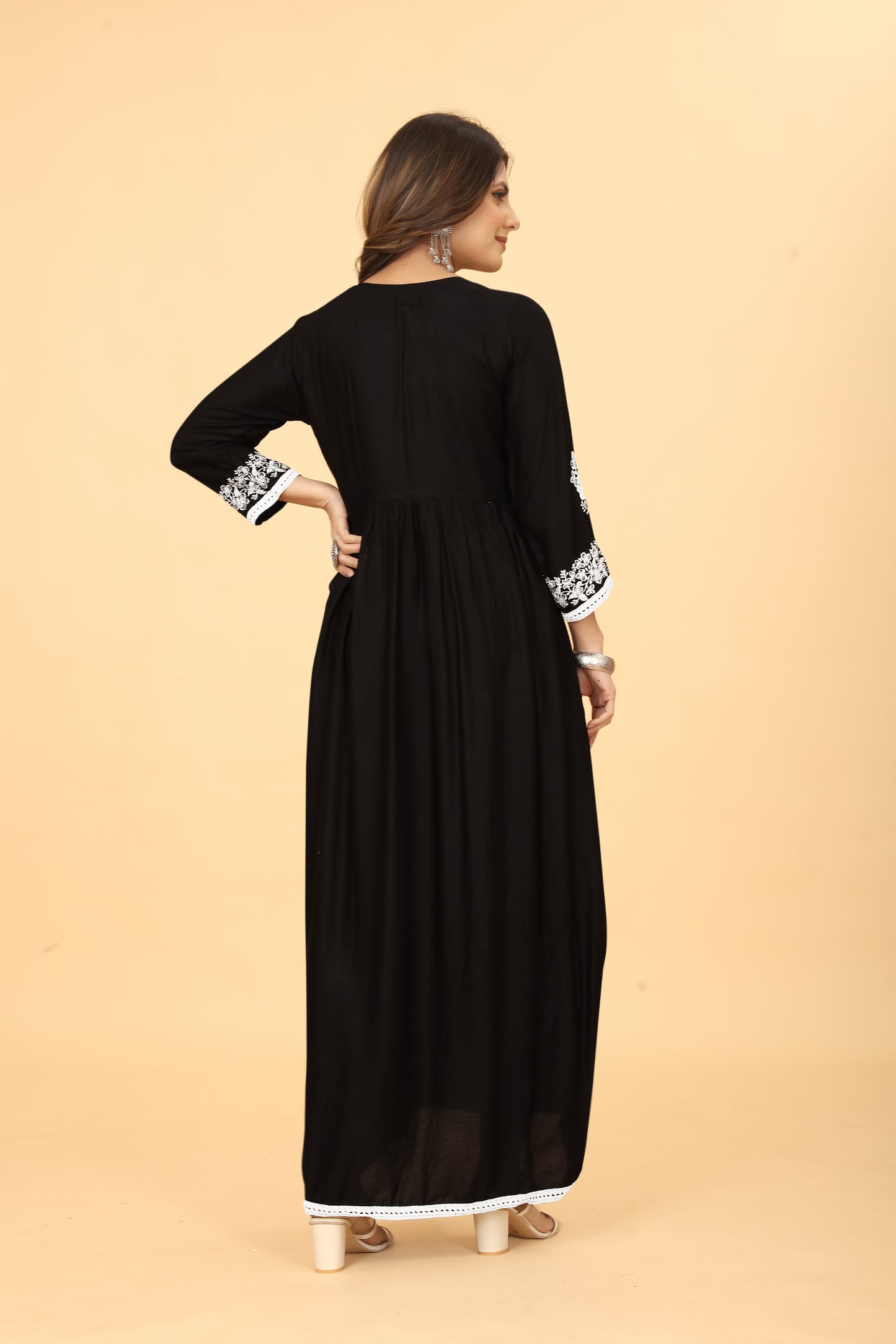 Black Rayon Gown Dress For Women