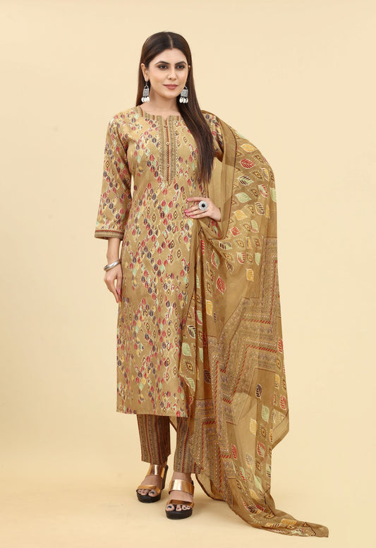 Yellow Gotta Patti Kurti With Trouser And Dupatta