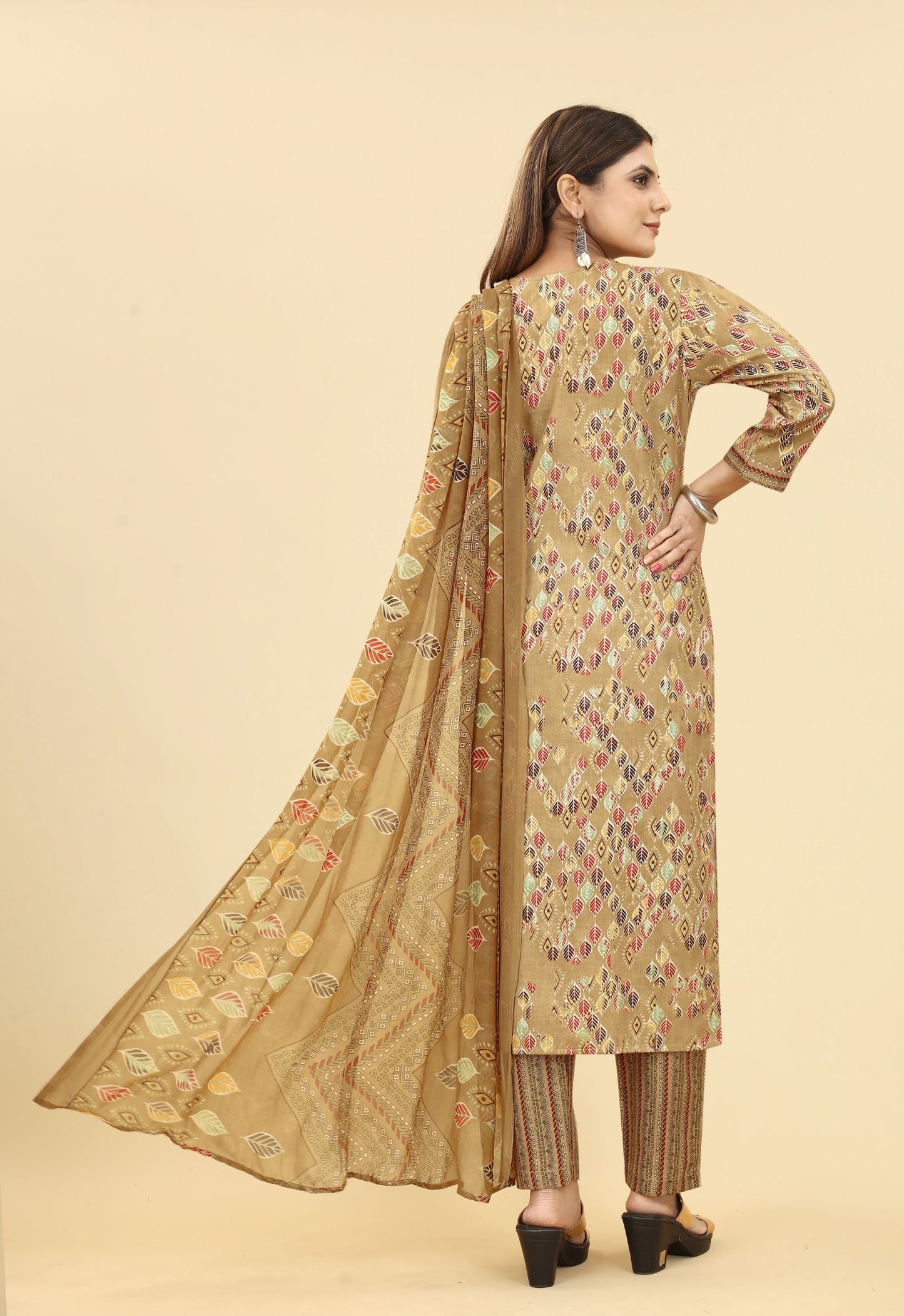 Yellow Gotta Patti Kurti With Trouser And Dupatta