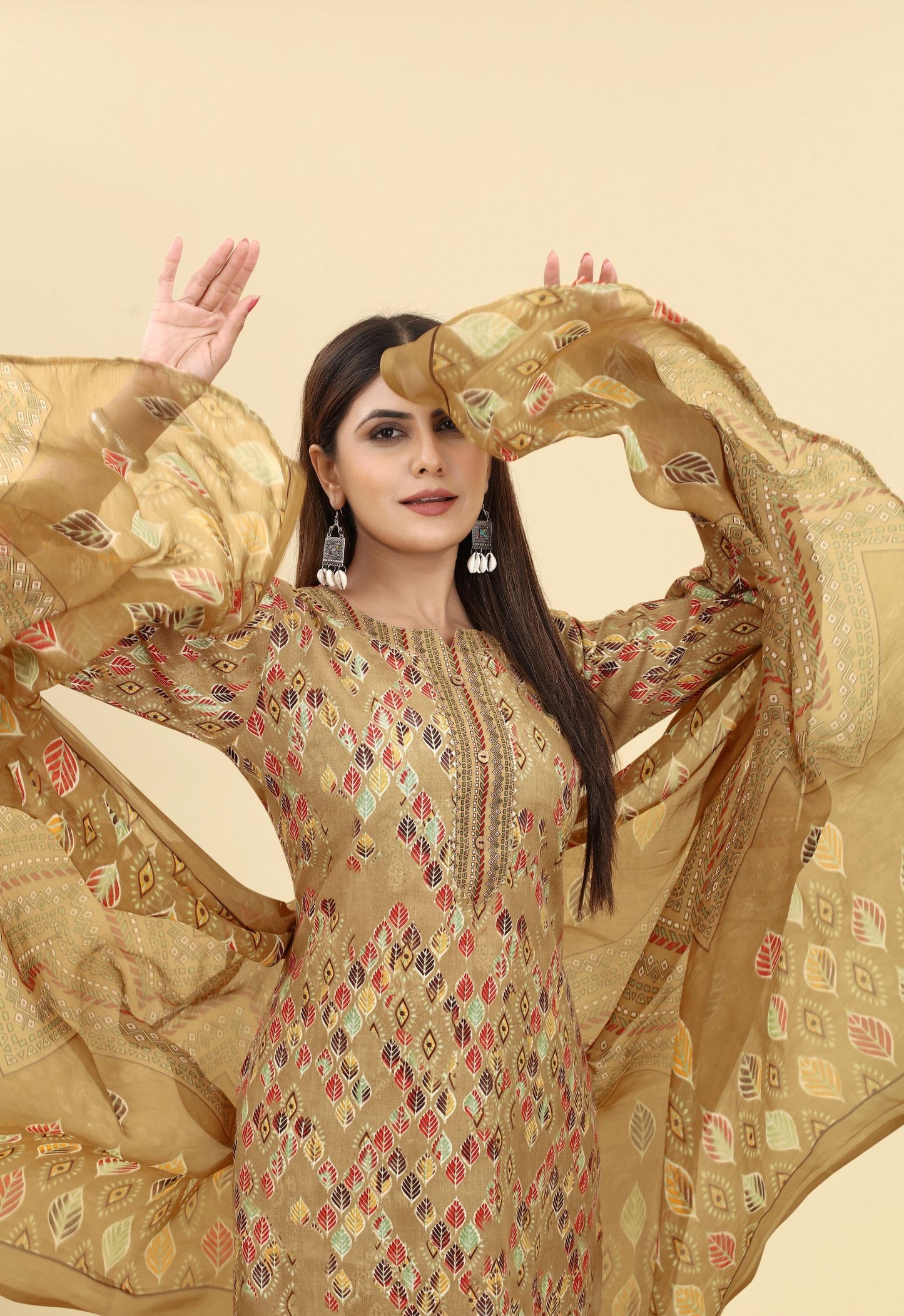 Yellow Gotta Patti Kurti With Trouser And Dupatta