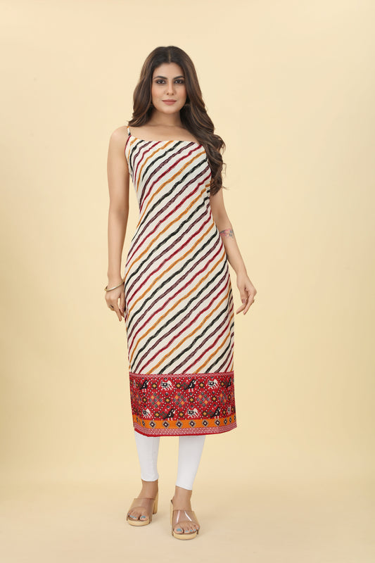 Multicolor Women Printed Cotton Blend Straight Kurta