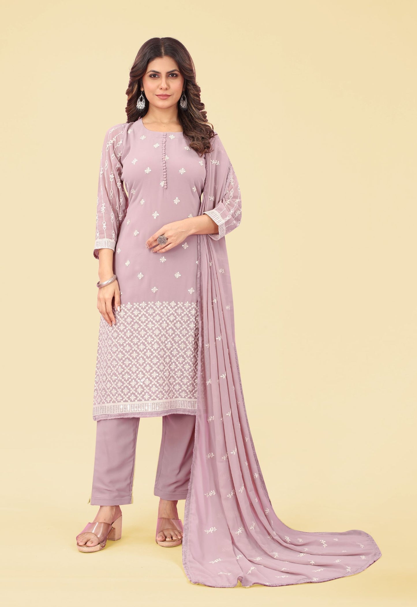 Women Embroidered Kurta & Pant With Dupatta