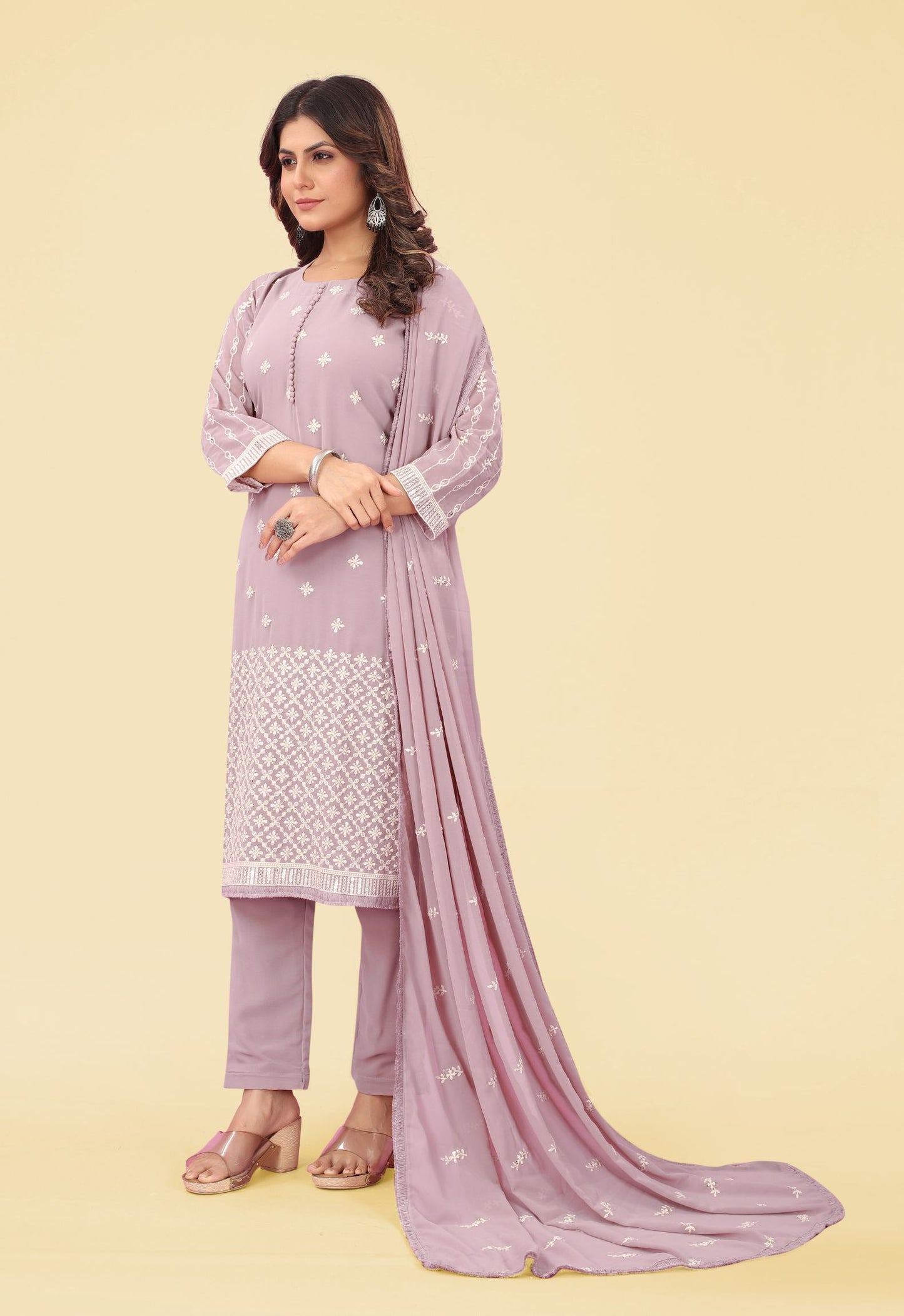 Women Embroidered Kurta & Pant With Dupatta