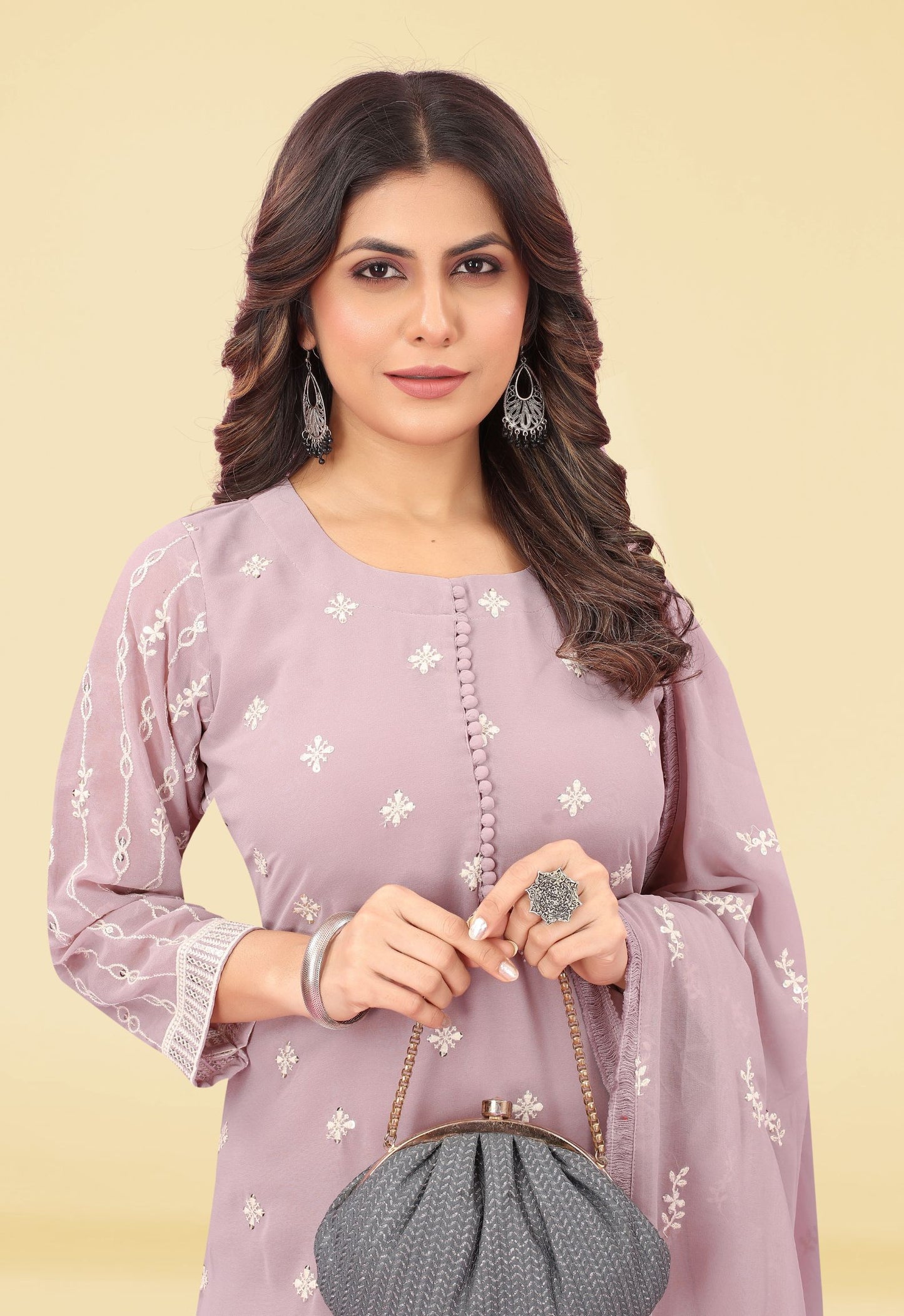 Women Embroidered Kurta & Pant With Dupatta