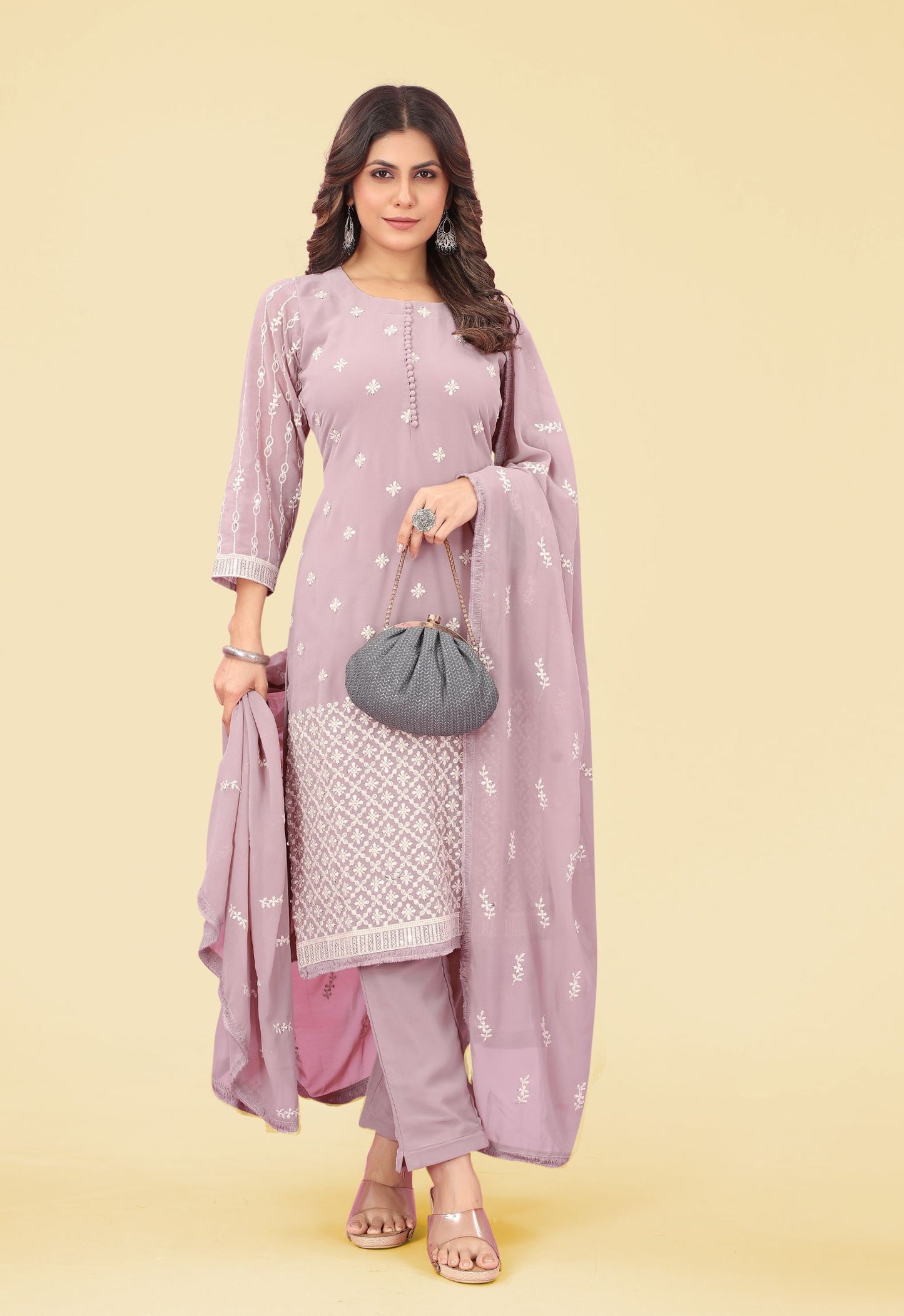 Women Embroidered Kurta & Pant With Dupatta