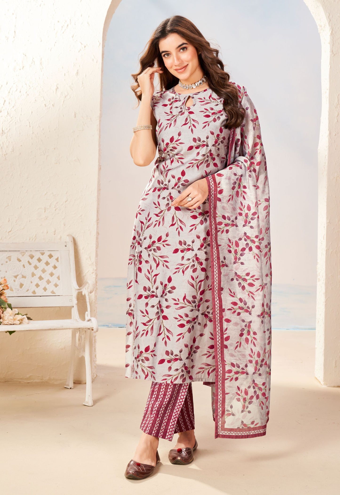 Silk Straight Kurta Pant With Dupatta Set