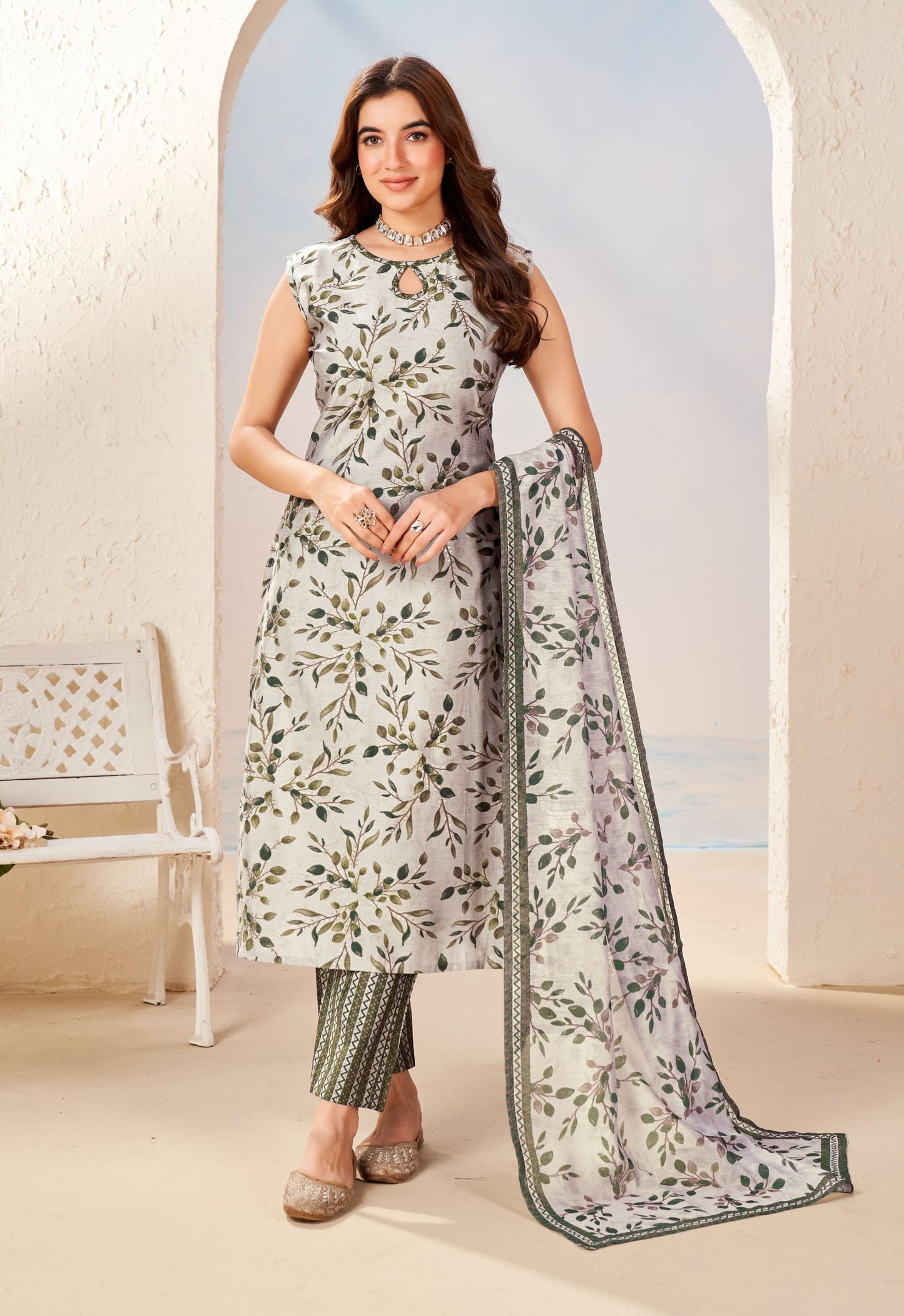 Silk Straight Kurta Pant With Dupatta Set