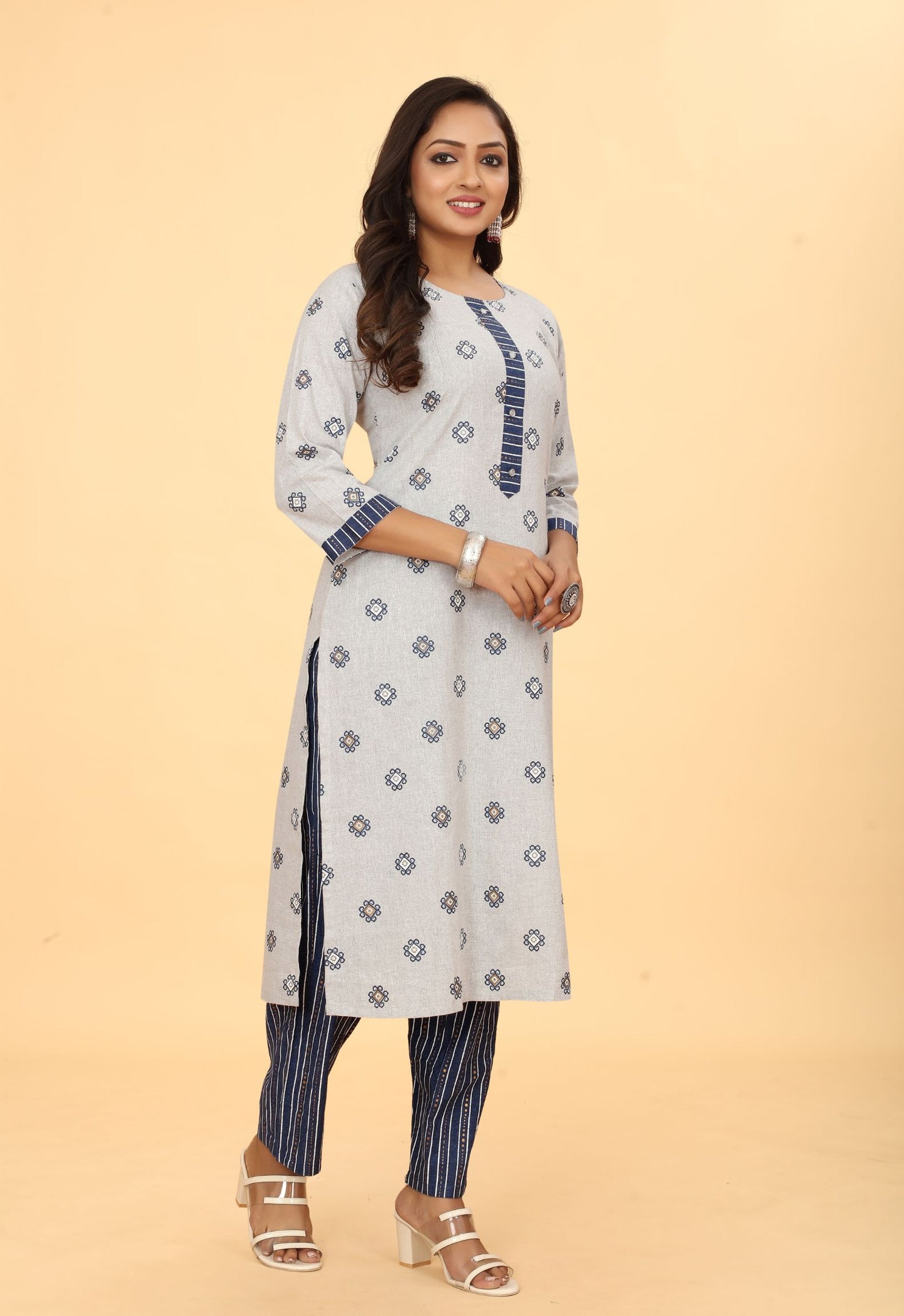 Women Cotton Straight Kurti with Pant Set